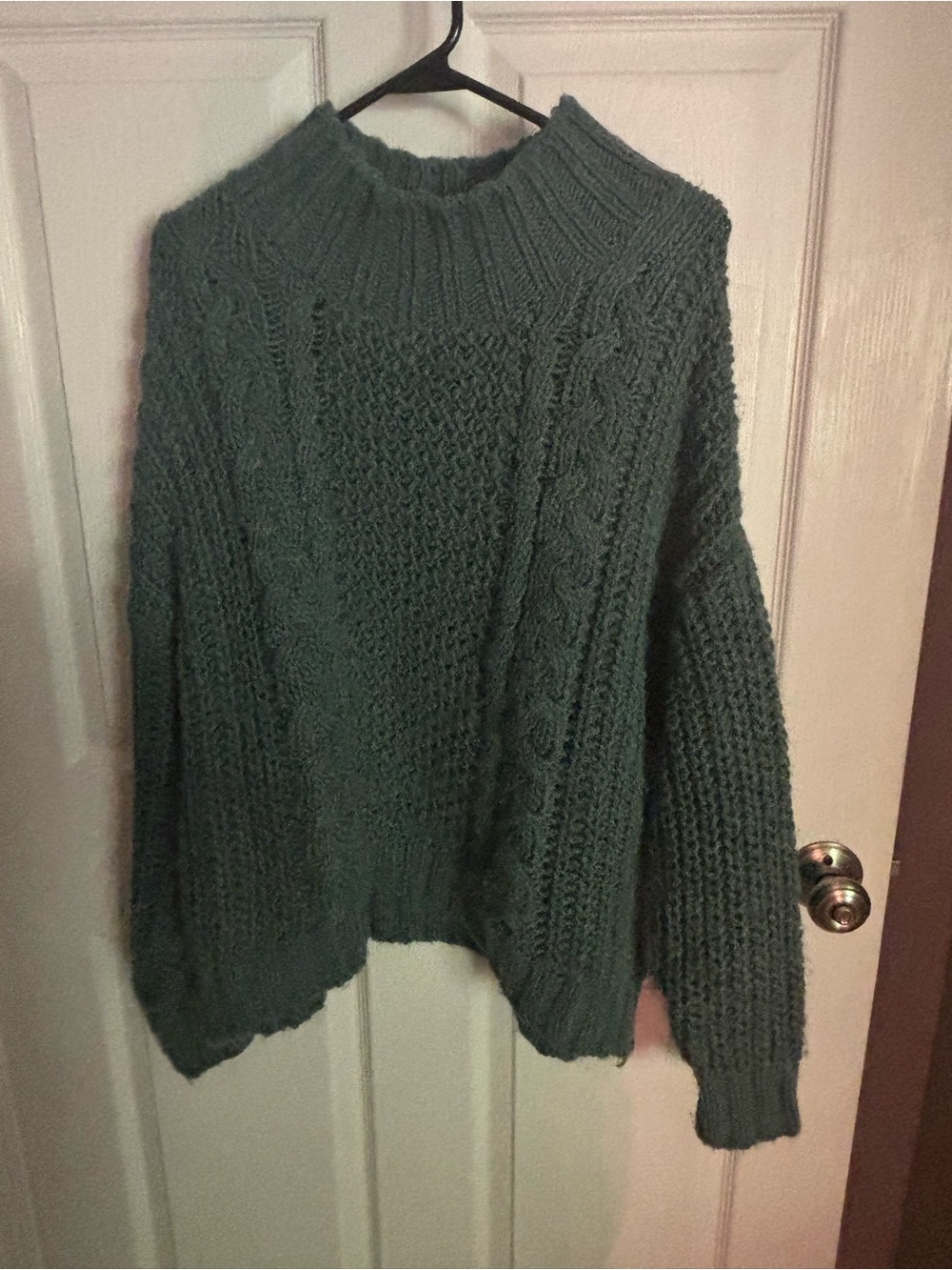 Universal Thread Cozy Cable Knit Crewneck Sweater in Blue Green XL fisherman
